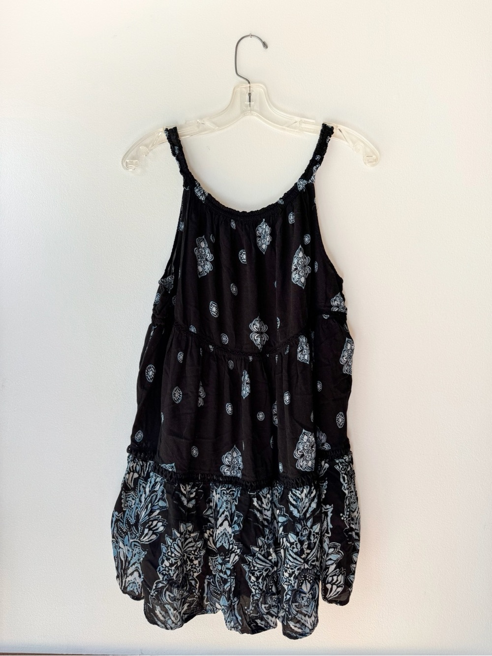 Intimately Free People Talk to Me Trapeze Off-Shoulder Black & Blue Dress small
